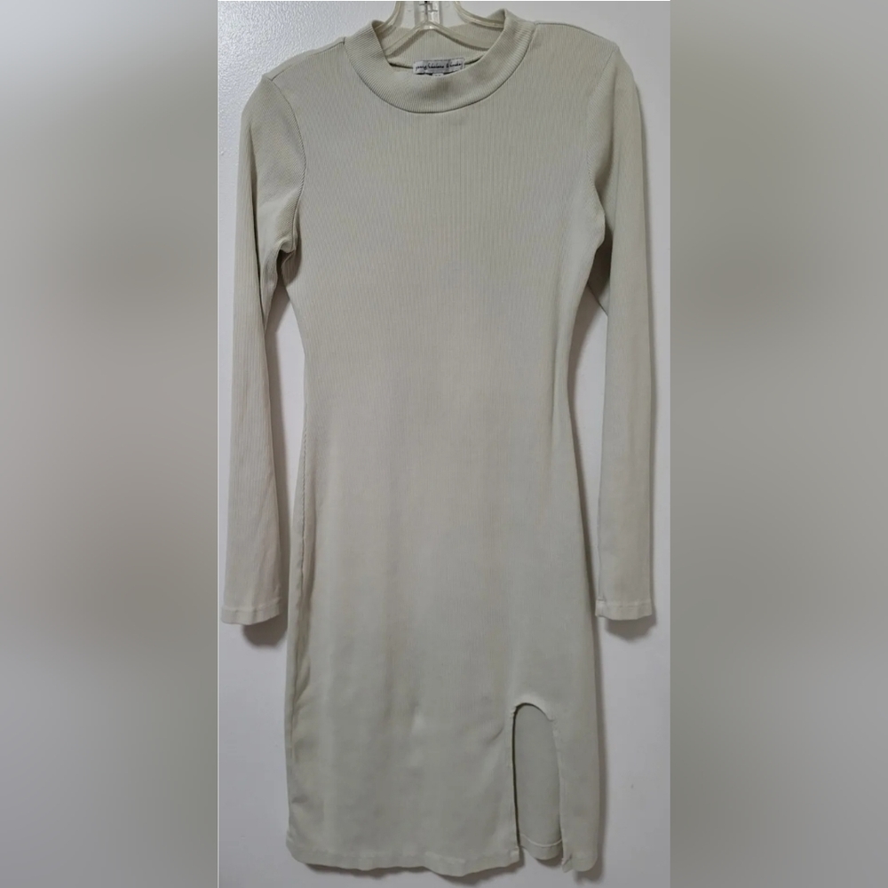 Young Fabulous And Broke Light Green Bodycon Rib Knit Dress Long Sleeve Medium